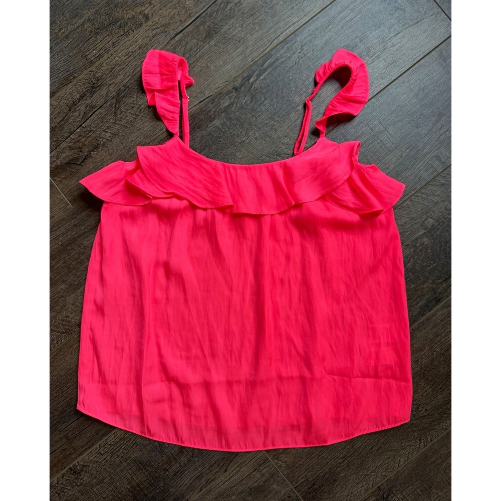 Lilly Pulitzer Cailee Ruffle Tank Top Love Potion Pink Sleeveless XXS EUC